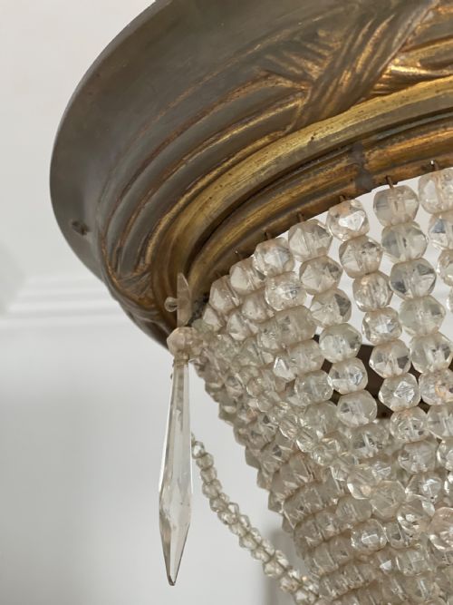 ANTIQUE FRENCH LOUIS PHILIPPE CRYSTAL BAG CHANDELIER C1860 REWIRED - ADDITIONAL PHOTO 7