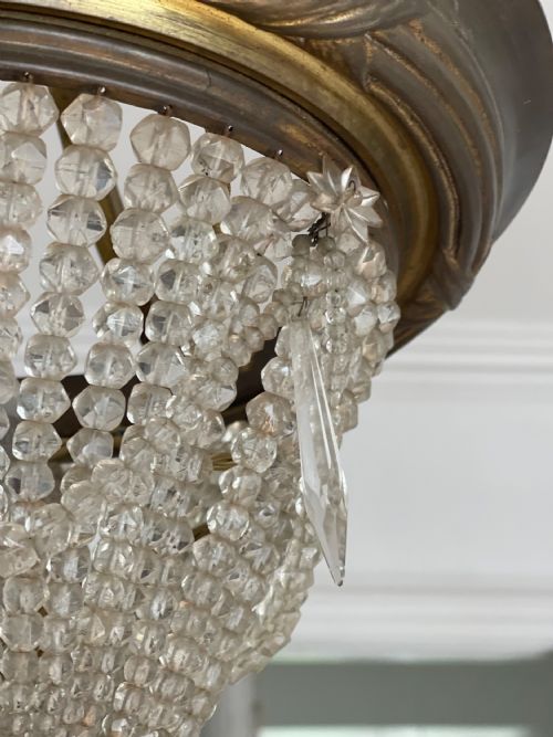 ANTIQUE FRENCH LOUIS PHILIPPE CRYSTAL BAG CHANDELIER C1860 REWIRED - ADDITIONAL PHOTO 11