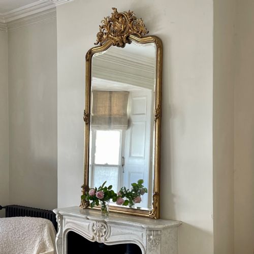 LARGE ANTIQUE FRENCH GILT LOUIS XV MIRROR BEVELLED GLASS - ADDITIONAL PHOTO 16