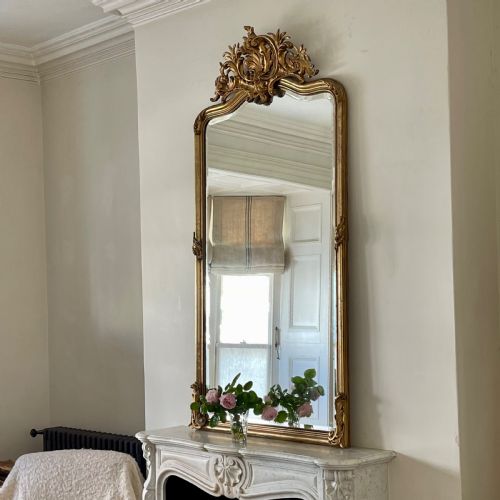 LARGE ANTIQUE FRENCH GILT LOUIS XV MIRROR BEVELLED GLASS - ADDITIONAL PHOTO 17