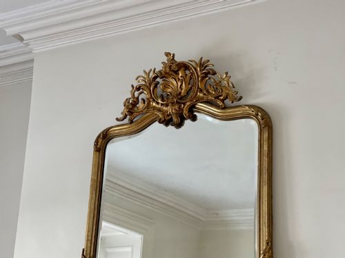LARGE ANTIQUE FRENCH GILT LOUIS XV MIRROR BEVELLED GLASS - ADDITIONAL PHOTO 18