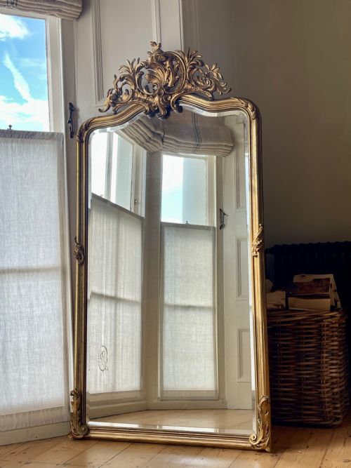 LARGE ANTIQUE FRENCH GILT LOUIS XV MIRROR BEVELLED GLASS - ADDITIONAL PHOTO 19