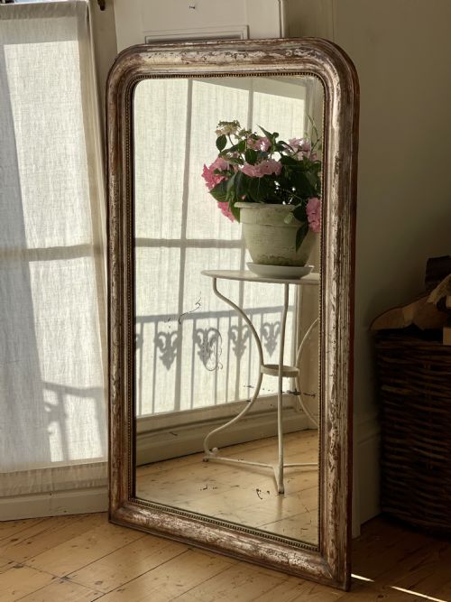 antique french silver gilt mirror - CATEGORY: ANTIQUE MIRRORS - DATED 19TH CENTURY