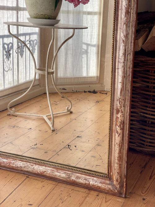 ANTIQUE FRENCH SILVER GILT MIRROR - ADDITIONAL PHOTO 8