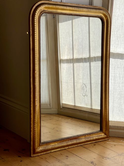19TH CENTURY FRENCH GILT LOUIS PHILIPPE MIRROR MERCURY GLASS - ADDITIONAL PHOTO 2
