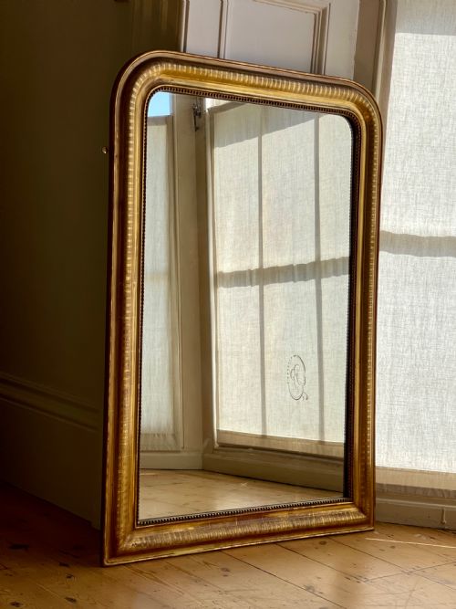 19TH CENTURY FRENCH GILT LOUIS PHILIPPE MIRROR MERCURY GLASS - ADDITIONAL PHOTO 4