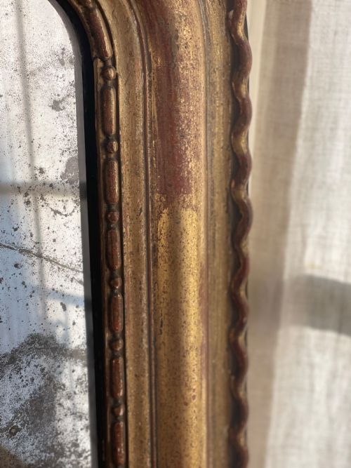 ANTIQUE FRENCH GILT MIRROR C1850 MERCURY GLASS - ADDITIONAL PHOTO 1