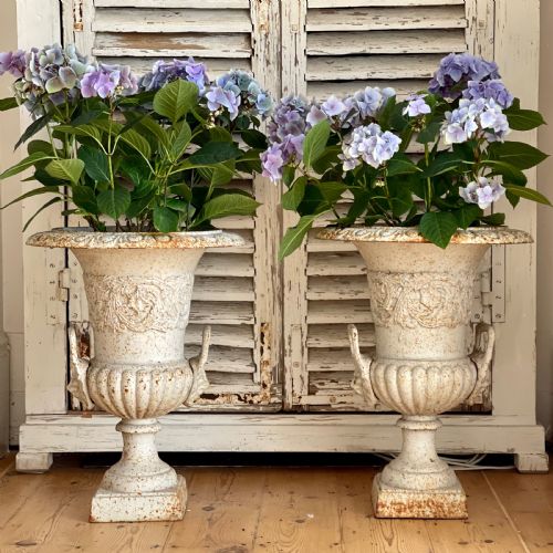PAIR OF LARGE FRENCH CAST IRON PLANTERS - ADDITIONAL PHOTO 2