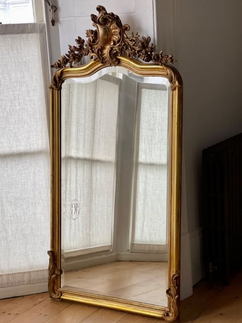 large antique french gilt louis xv mirror - CATEGORY: ANTIQUE MIRRORS - DATED 19TH CENTURY