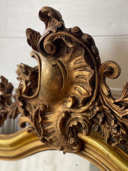 LARGE ANTIQUE FRENCH GILT LOUIS XV MIRROR - ADDITIONAL PHOTO 2