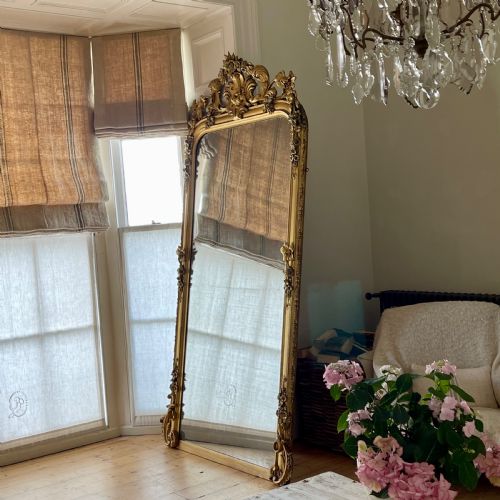 LARGE 19TH CENTURY FRENCH LEANER MIRROR OVERMANTEL - ADDITIONAL PHOTO 3