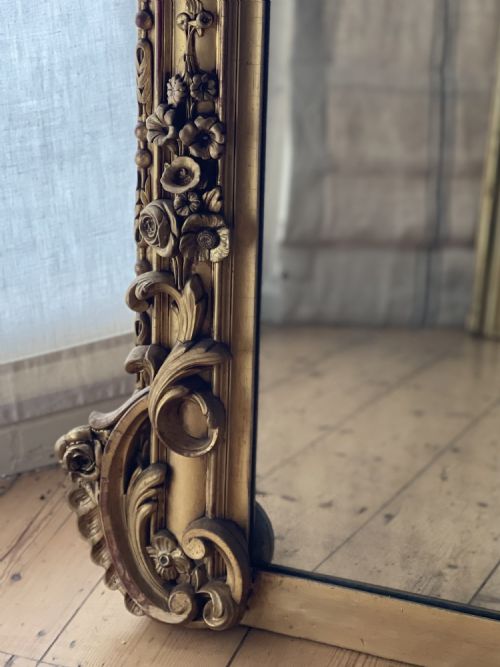 LARGE 19TH CENTURY FRENCH LEANER MIRROR OVERMANTEL - ADDITIONAL PHOTO 5