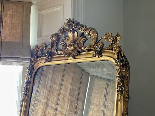 LARGE 19TH CENTURY FRENCH LEANER MIRROR OVERMANTEL - ADDITIONAL PHOTO 8