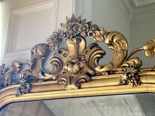 LARGE 19TH CENTURY FRENCH LEANER MIRROR OVERMANTEL - ADDITIONAL PHOTO 9