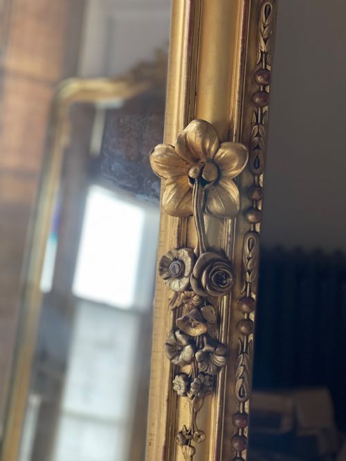 LARGE 19TH CENTURY FRENCH LEANER MIRROR OVERMANTEL - ADDITIONAL PHOTO 11