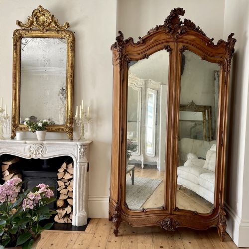 antique french double armoire wardrobe with hanging rails - CATEGORY: ANTIQUE WARDROBES - DATED 19TH CENTURY