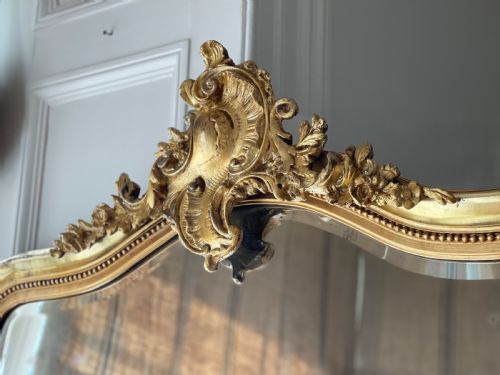 ANTIQUE FRENCH LOUIS XV MIRROR BEVELLED GLASS - ADDITIONAL PHOTO 3