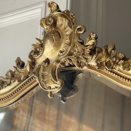 ANTIQUE FRENCH LOUIS XV MIRROR BEVELLED GLASS - ADDITIONAL PHOTO 6