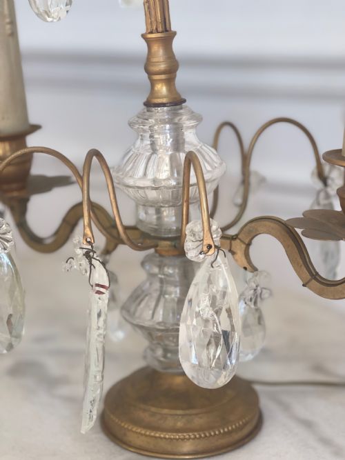 PAIR OF ANTIQUE FRENCH CRYSTAL LAMPS - ADDITIONAL PHOTO 3
