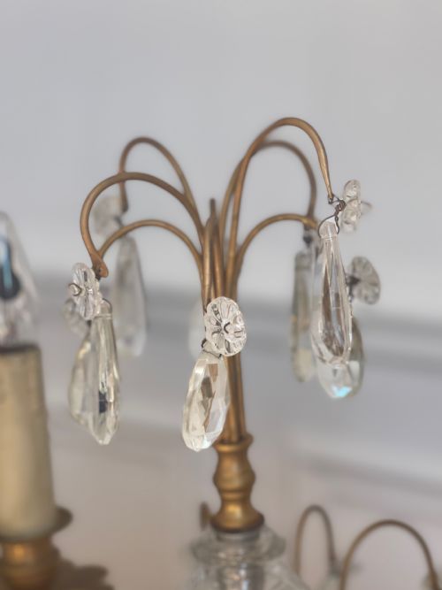 PAIR OF ANTIQUE FRENCH CRYSTAL LAMPS - ADDITIONAL PHOTO 6