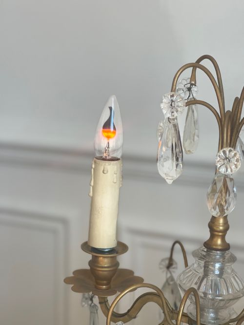 PAIR OF ANTIQUE FRENCH CRYSTAL LAMPS - ADDITIONAL PHOTO 1