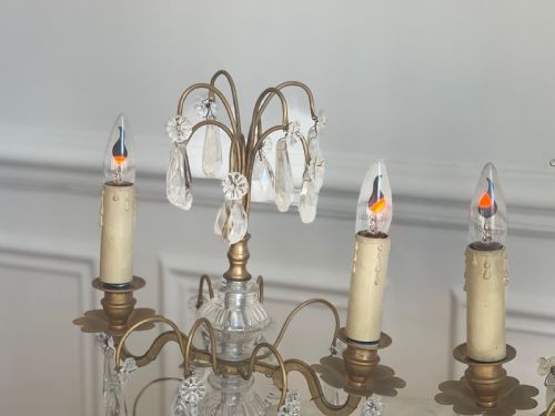 PAIR OF ANTIQUE FRENCH CRYSTAL LAMPS - ADDITIONAL PHOTO 2