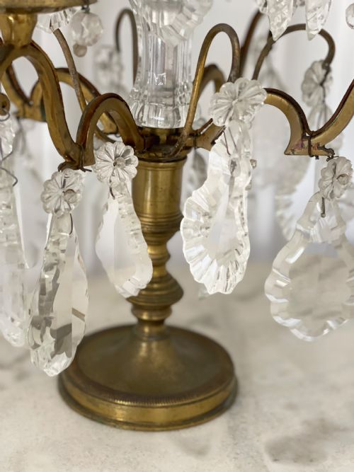 PAIR OF LARGE ANTIQUE FRENCH CRYSTAL TABLE LAMPS - ADDITIONAL PHOTO 6