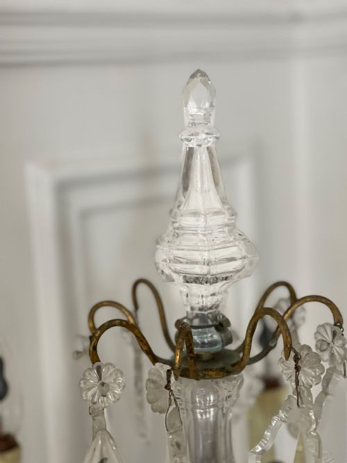 PAIR OF LARGE ANTIQUE FRENCH CRYSTAL TABLE LAMPS - ADDITIONAL PHOTO 9