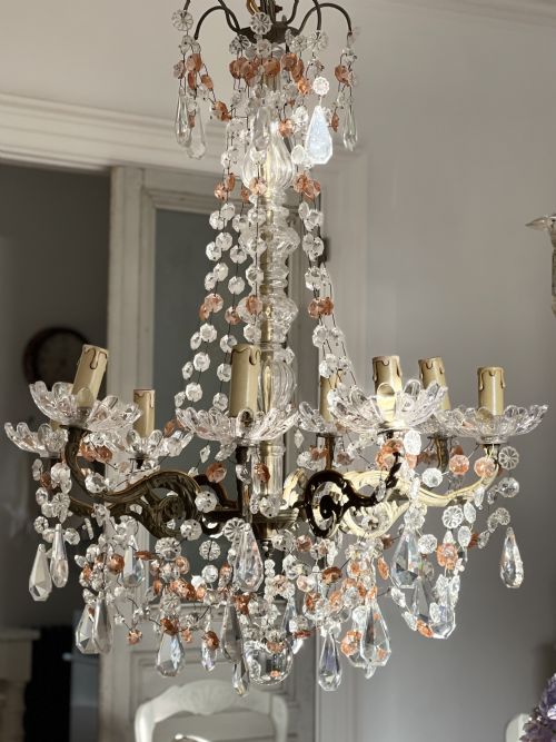 ANTIQUE FRENCH CRYSTAL CHANDELIER C1890 - ADDITIONAL PHOTO 3