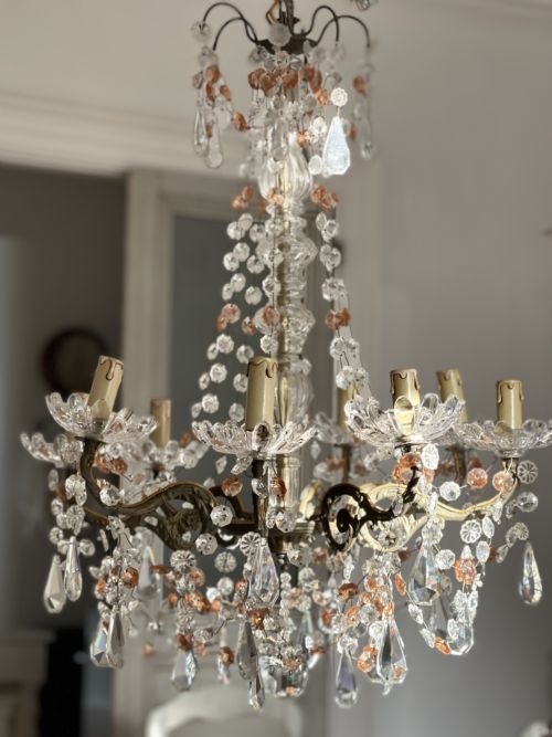 ANTIQUE FRENCH CRYSTAL CHANDELIER C1890 - ADDITIONAL PHOTO 4