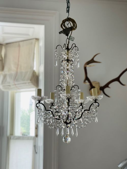 ANTIQUE FRENCH CRYSTAL CHANDELIER REWIRED - ADDITIONAL PHOTO 9