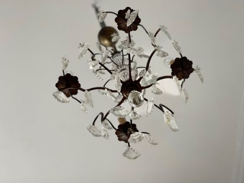 ANTIQUE FRENCH CRYSTAL 4 ARM CHANDELIER - ADDITIONAL PHOTO 7