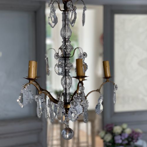 ANTIQUE FRENCH CRYSTAL CHANDELIER REWIRED - ADDITIONAL PHOTO 1