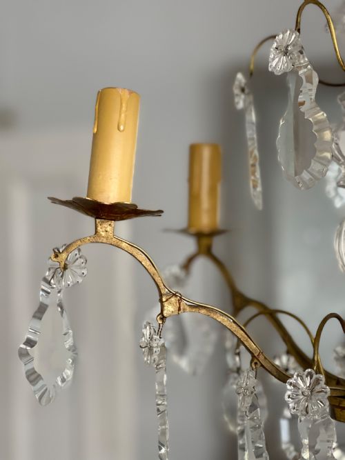 ANTIQUE FRENCH CRYSTAL CHANDELIER REWIRED - ADDITIONAL PHOTO 5