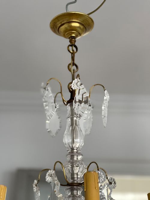 ANTIQUE FRENCH CRYSTAL CHANDELIER REWIRED - ADDITIONAL PHOTO 7
