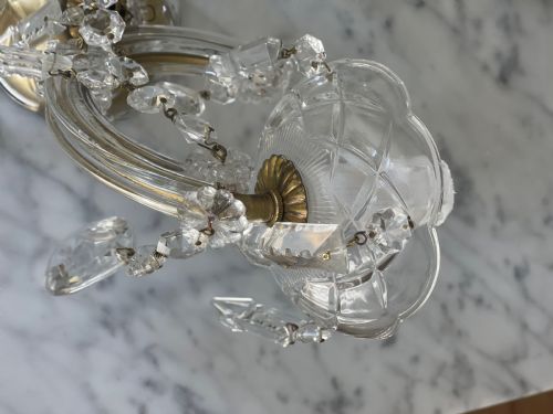 PAIR OF ANTIQUE FRENCH CRYSTAL WALL LIGHTS - ADDITIONAL PHOTO 3