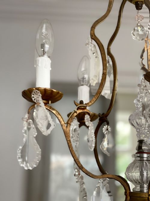 ANTIQUE FRENCH CAGE CHANDELIER REWIRED - ADDITIONAL PHOTO 5