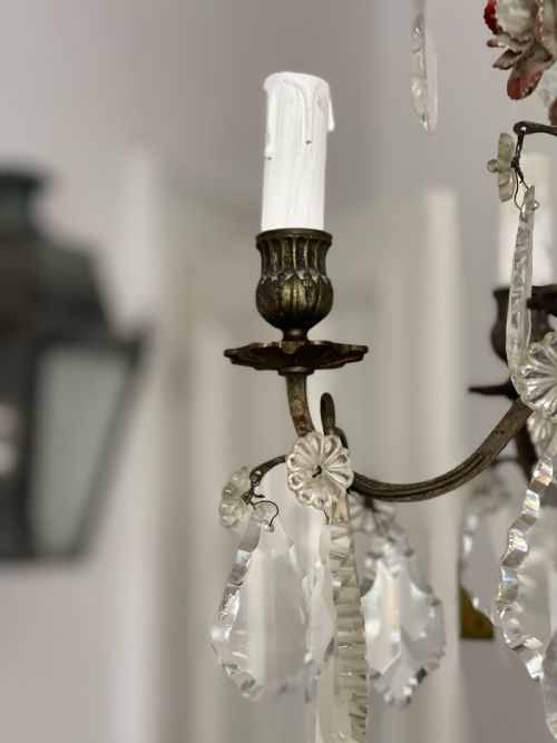 ANTIQUE FRENCH CRYSTAL CHANDELIER REWIRED - ADDITIONAL PHOTO 8