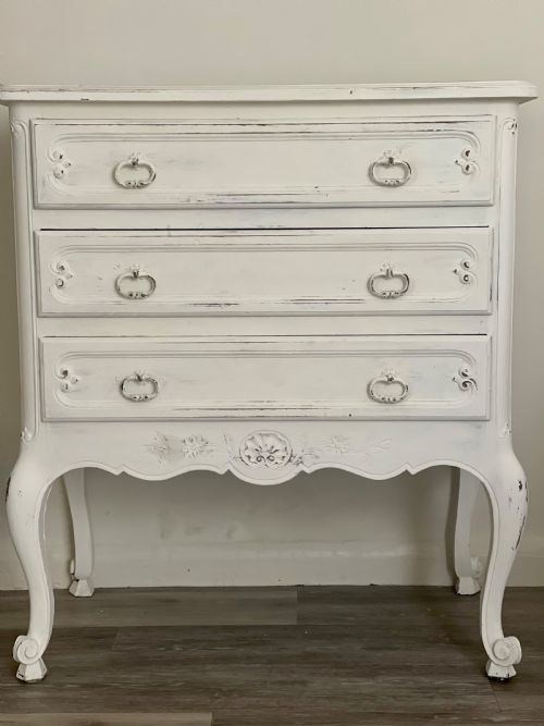 ANTIQUE FRENCH PAINTED CHEST OF DRAWERS - ADDITIONAL PHOTO 1