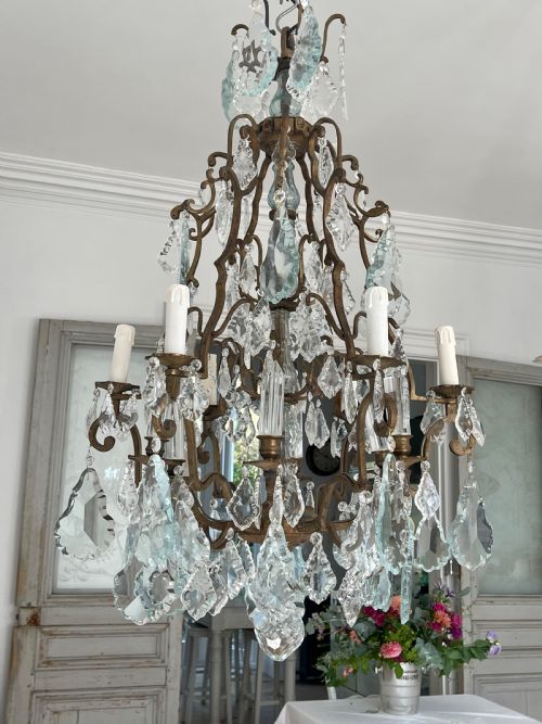 ANTIQUE FRENCH CAGE CHANDELIER - ADDITIONAL PHOTO 4