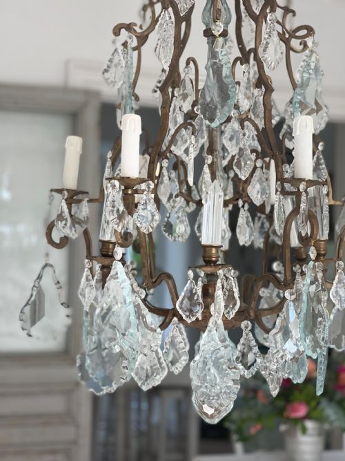 ANTIQUE FRENCH CAGE CHANDELIER - ADDITIONAL PHOTO 8