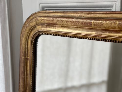 ANTIQUE FRENCH GILT LOUIS PHILIPPE MIRROR C1830 MERCURY GLASS - ADDITIONAL PHOTO 1