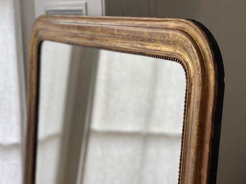 ANTIQUE FRENCH GILT LOUIS PHILIPPE MIRROR C1830 MERCURY GLASS - ADDITIONAL PHOTO 4