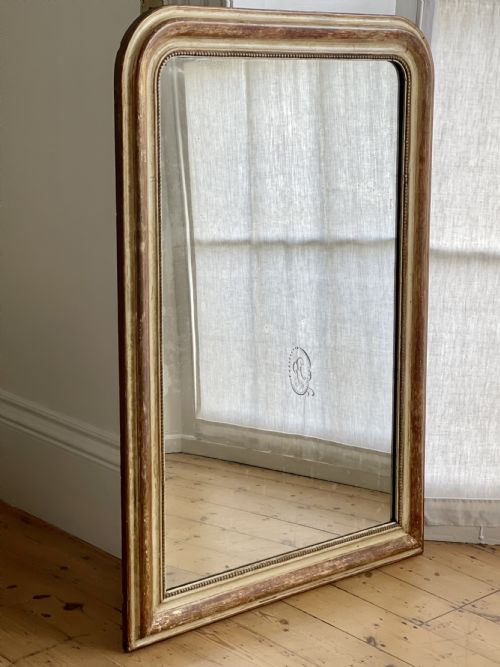 large antique french gilt and bare gesso mirror - CATEGORY: ANTIQUE MIRRORS - DATED 19TH CENTURY