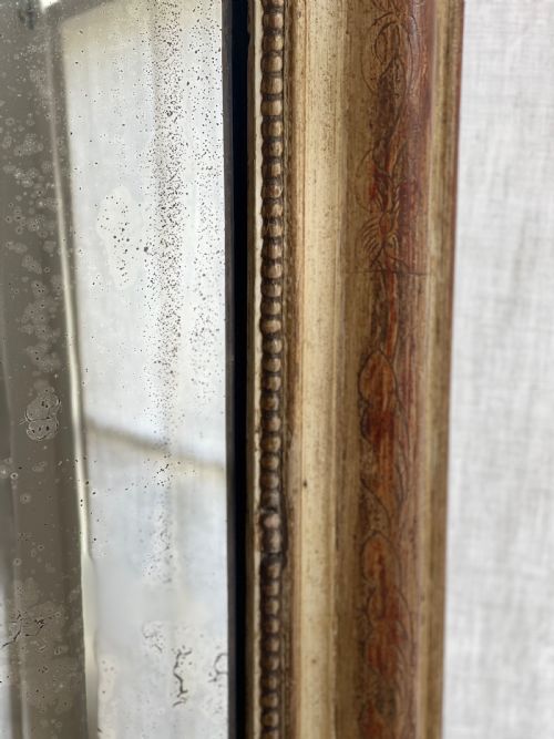LARGE ANTIQUE FRENCH GILT AND BARE GESSO MIRROR - ADDITIONAL PHOTO 6