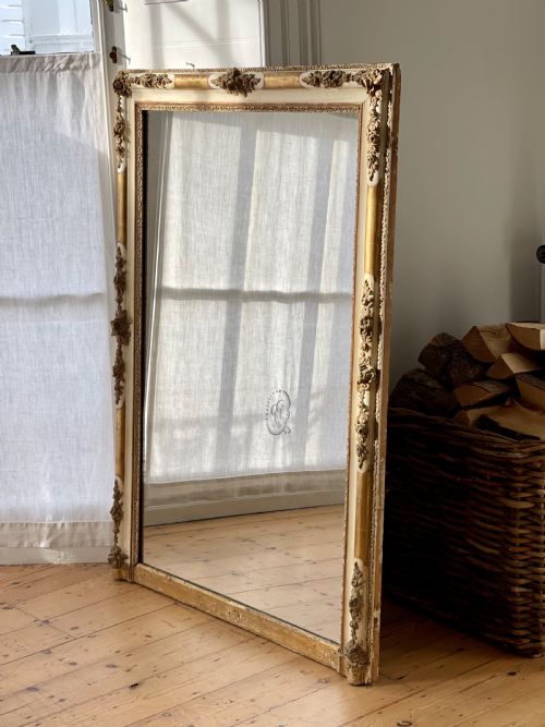 LARGE ANTIQUE FRENCH GILT ON GESSO EMPIRE MIRROR - ADDITIONAL PHOTO 1