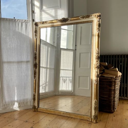 LARGE ANTIQUE FRENCH GILT ON GESSO EMPIRE MIRROR - ADDITIONAL PHOTO 3