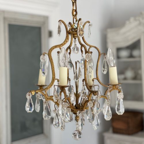antique french cage chandelier rewired - CATEGORY: ANTIQUE LIGHTING - DATED 1910
