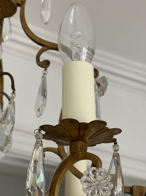 ANTIQUE FRENCH CAGE CHANDELIER REWIRED - ADDITIONAL PHOTO 4
