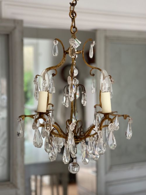 ANTIQUE FRENCH CAGE CHANDELIER REWIRED - ADDITIONAL PHOTO 8